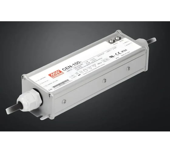 Светодиодный драйвер для наружней и внутренней подсветки MEAN WELL CEN-100-24 100 Вт 24 В 4 А, с защитой IP66 и стабилизацией CV+CC, металлический корпус 601809