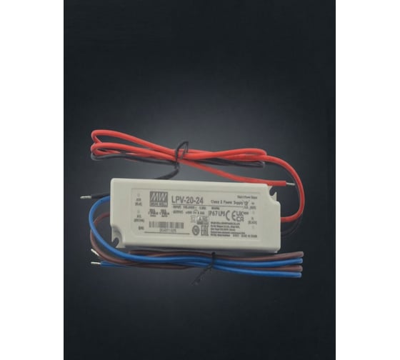 Светодиодный драйвер для наружного освещения MEAN WELL LPV-20-24 IP67 20 Вт 24 В 0.84 А 315349