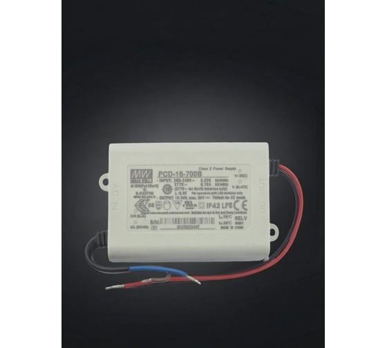 Диммируемый светодиодный драйвер (LED-драйвер) MEAN WELL PCD-16-700B с коррекцией мощности для внутреннего применения с IP42 16 Вт 24 В 0.7 А 604309