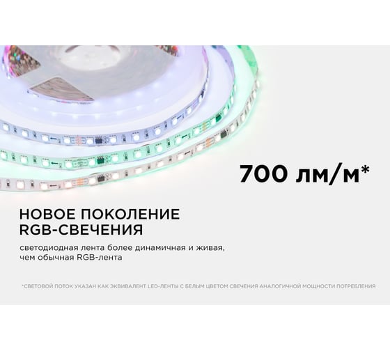 Комплект адресной ленты Apeyron 24В, 14,4Вт/м, smd5050, 60д/м, IP20, подложка 10мм (белая), 10м, RGB 10-99