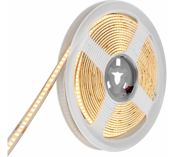 Светодиодная лента матовая Alvar Премиум COB 24В, 8Вт, 3мм ширина, 3000К теплая, 400LED/м (в катушке 5 метров) AL-PC2438WW