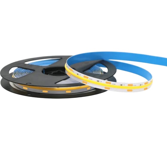 Гибкая светодиодная лента на самоклеящейся основе Uniel ULS-C22-COB-480LED/m-8mm-IP20-DC24V-12W/m-5M-6500K катушка в герметичной упаковке UL-00013012