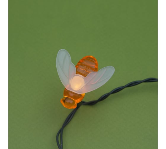 Гирлянда LUAZON НИТЬ DECOR Пчелка IP44, 4.5 м, 30 LED, 1.2 В (SOLAR), 2 режима, теплый белый 4137047