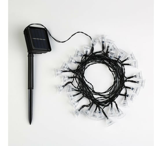Гирлянда LUAZON НИТЬ DECOR Колокольчик IP44, на солнечной батарее, 4.5 м, 30 LED, 1.2 В, 2 режима, мульти 6253351 1