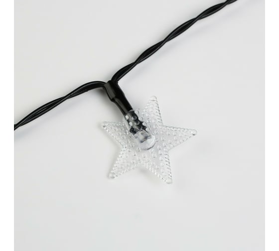 Гирлянда LUAZON НИТЬ DECOR Звезда IP44, на солнечной батарее, 4.5 м, 30 LED, 1.2 В, 2 режима, мульти 6253333