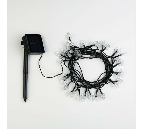 Гирлянда LUAZON НИТЬ DECOR Сердце IP44, на солнечной батарее, 4.5 м, 30 LED, 1.2 В, 2 режима, синий/фиолетовый/розовый 6253339 1