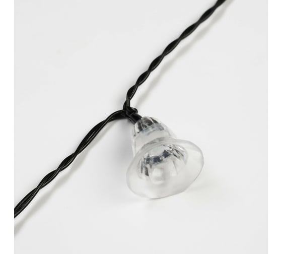 Гирлянда LUAZON НИТЬ DECOR Колокольчик IP44, на солнечной батарее, 4.5 м, 30 LED, 1.2 В, 2 режима, синий/зеленый 6253352
