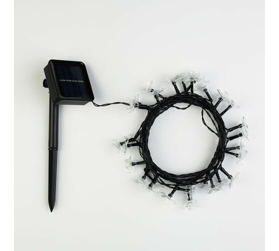 Гирлянда LUAZON НИТЬ DECOR Ромашка IP44, на солнечной батарее, 4.5 м, 30 LED, 1.2 В, 2 режима, желтый/аквамарин 6253332 1