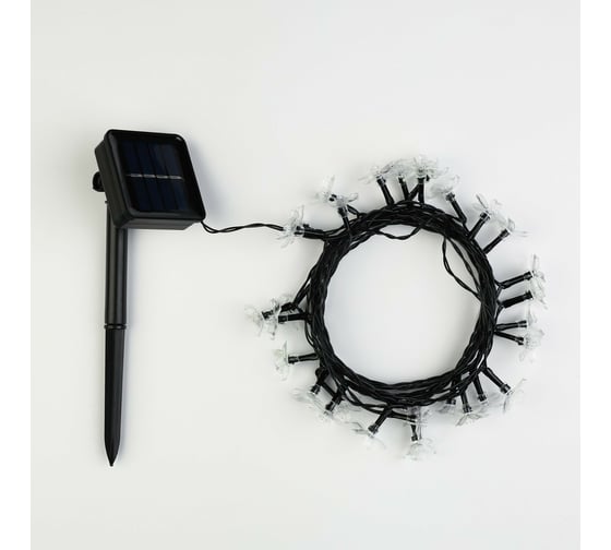 Гирлянда LUAZON НИТЬ DECOR Ромашка IP44, на солнечной батарее, 4.5 м, 30 LED, 1.2 В, 2 режима, мульти 6253329