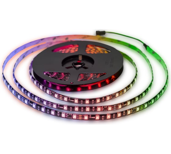 Комплект адресной ленты Apeyron 24В, 14,4Вт/м, smd5050, 60д/м, IP65,подложка 10мм (черная), 5м, RGB/ 10-98