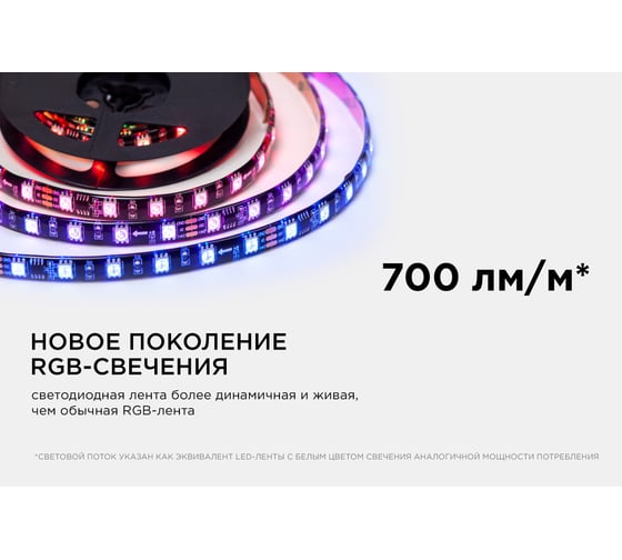 Комплект адресной ленты Apeyron 24В, 14,4Вт/м, smd5050, 60д/м, IP65, подложка 10мм(черная), 2м, RGB/ 10-97