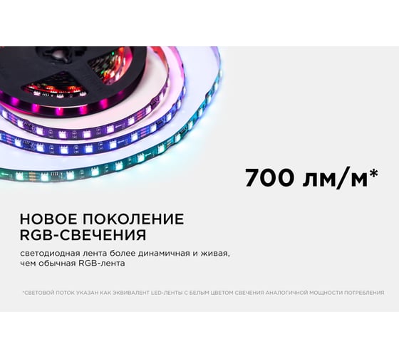 Комплект адресной ленты Apeyron 24В, 14,4Вт/м, smd5050, 60д/м, IP20, подложка 10мм (черная), 5м, RGB/ 10-94