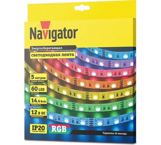 Лента Navigator СД 80 300 NLS-5050RGB60-14.4-IP20-12V R5 5 м 80300
