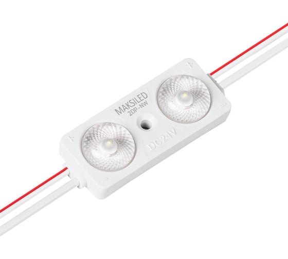 Светодиодный модуль MAKSILED 20 шт, 0.96Вт/0.48Вт, 24В, IP65, 2SMD диод 2835, 130лм/70лм, 3800-4200K, ML-M2DP-L-2835-NW-24V-Ra90