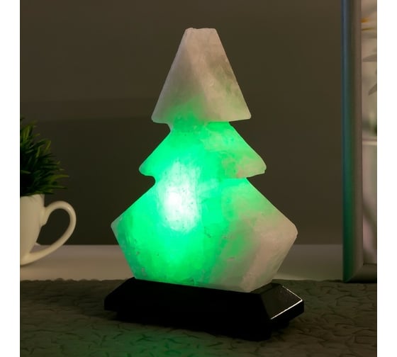 Соляной светильник Сималенд "Елка" LED USB белая соль 10х7х13 см 5217064