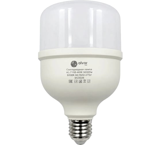 Светодиодная лампа Alvar T100 E27 40Вт 6000K AL-T100-40W