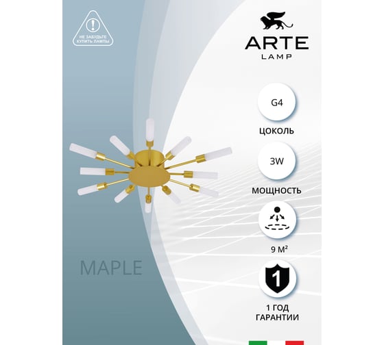 Потолочный светильник ARTE LAMP A1276PL-12GO