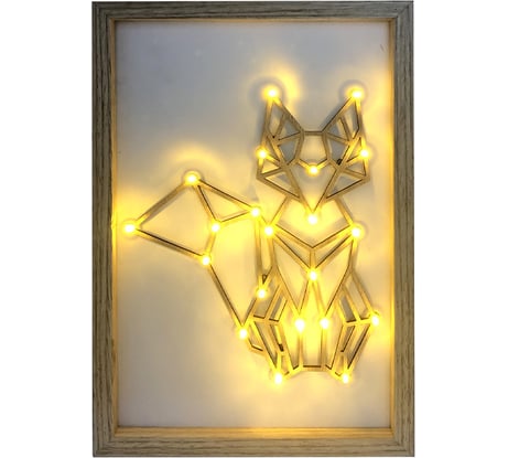 Светодиодный ночник Apeyron Лиса, теплый белый, 2хАА, МДФ, 300x200x40мм. 12-179