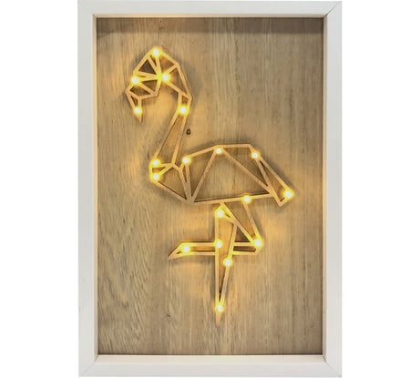 Светодиодный ночник Apeyron Фламинго, теплый белый, 2хАА, МДФ, 300x200x40мм. 12-178