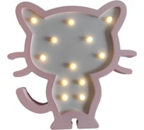 Светодиодный ночник Apeyron Котенок, теплый белый, 2хААА, МДФ, 242x30x248мм. 12-173