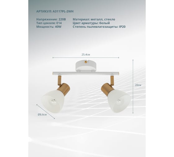 Потолочный светильник ARTE LAMP A3117PL-2WH
