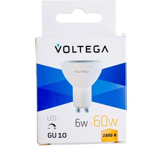 Светодиодная лампа VOLTEGA Софит линзованный GU10 2800К 6W диммируемый 7108