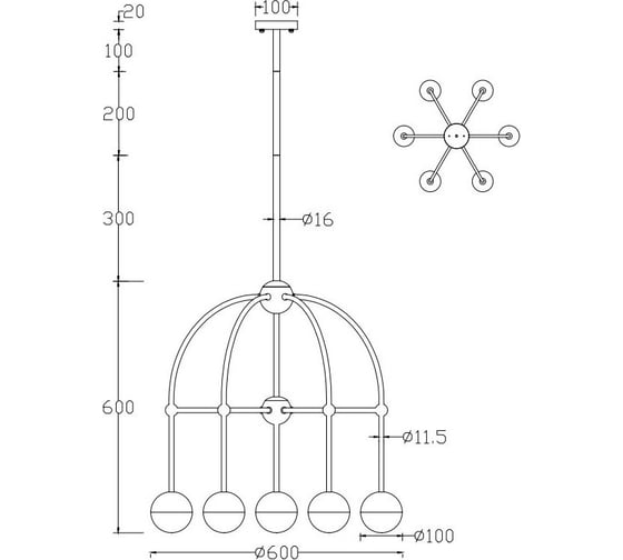 Люстра на штанге Crystal lux TRUENA SP-PL6+1 NICKEL