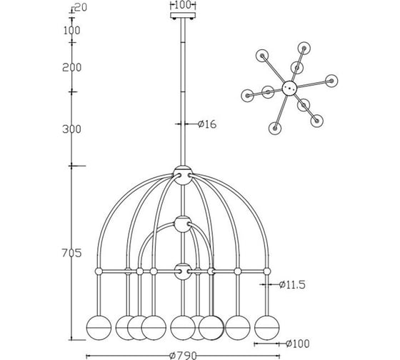 Люстра на штанге Crystal lux TRUENA SP-PL6+3+1 NICKEL