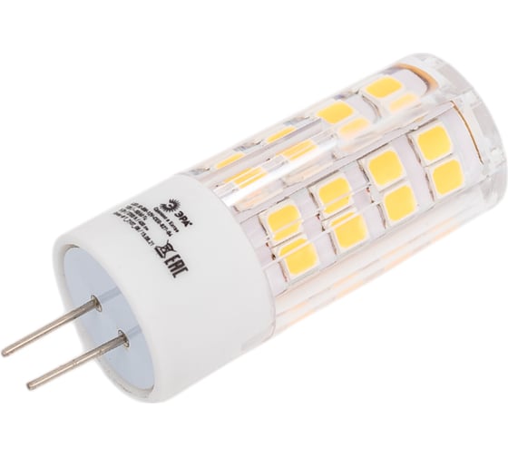 Светодиодная лампа ЭРА STD LED JC-5W-12V-CER-827-G4 G4 5Вт керамика капсула теплый белый свет Б0056749