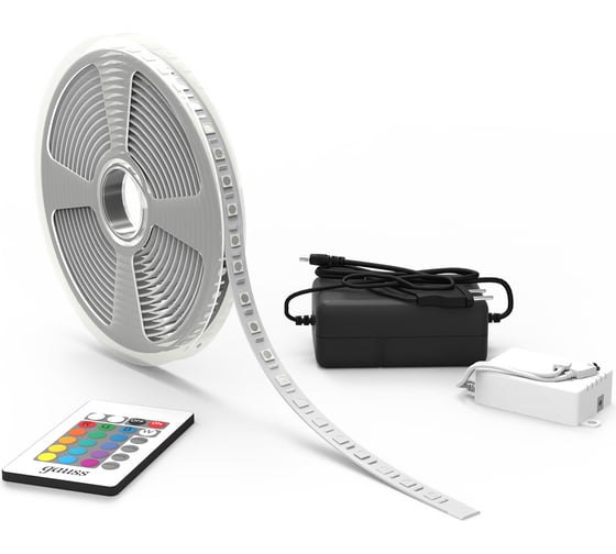 Лента Gauss Basic в комплекте 12V 10W/m 700lm/m RGB IP20 LED 5m BT042