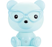 Настольный светильник Camelion KD-890 C13 голубой LED 3 Вт, диммируемый, мишка в очках 13890