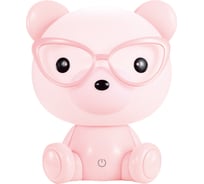 Настольный светильник Camelion KD-890 C14 розовый LED 3 Вт, диммируемый, мишка в очках 13891