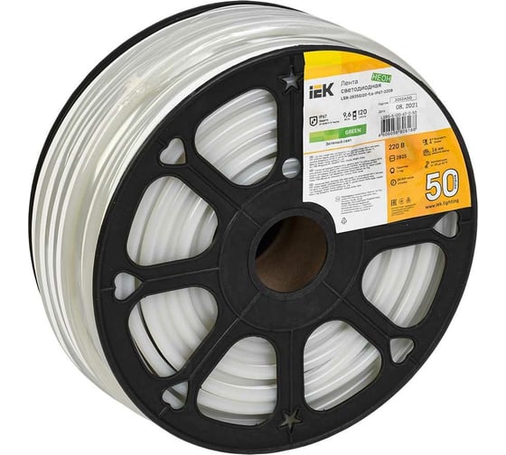 Лента IEK LED "неон" 50м LSR-2835G120-9,6-IP67-220В LSR5-5-120-67-0-50 1