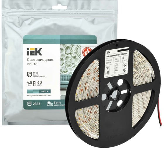 Лента IEK LED 5м LSR-2835NW120-9,6-IP65-12В LSR1-0-120-65-3-05