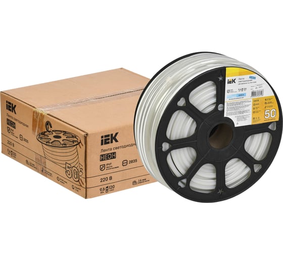 Лента IEK LED "неон" 50м LSR-2835W120-9,6-IP67-220В LSR5-2-120-67-0-50