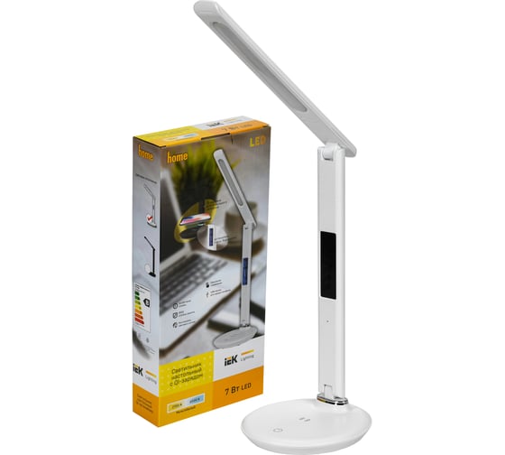 Настольный светильник IEK LED 2011 7Вт, QI, USB, белый LDNL0-2011-1-QI-7-K01