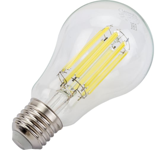 Светодиодная лампа General Lighting Systems Филамент прозрачный E27 25Вт 2450Лм 6500К Холодный белый свет Груша GLDEN-A65S-25ВТ-230-E27-6500 661006