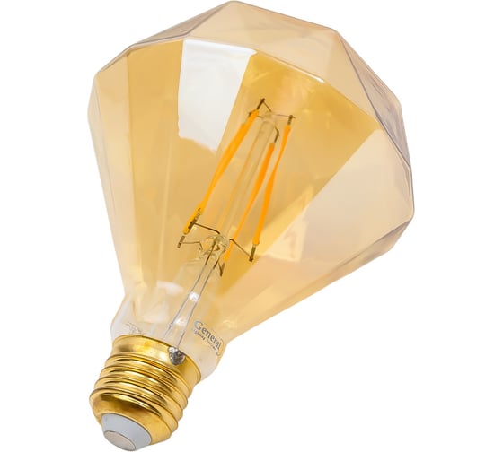 Светодиодная лампа General Lighting Systems Филамент прозрачный золотой E27 10Вт 810Лм 2700К Теплый белый свет Шар GLDEN-BS-10-230-E27-2700 655319