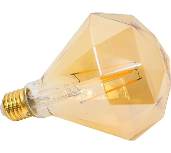 Светодиодная лампа General Lighting Systems Филамент прозрачный золотой E27 10Вт 810Лм 2700К Теплый белый свет Шар GLDEN-BS-10-230-E27-2700 655319