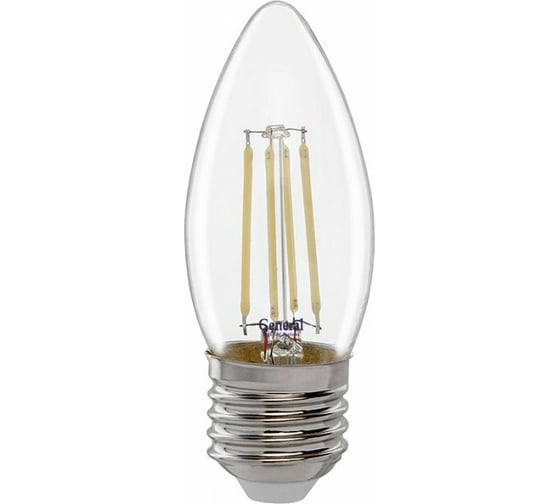 Светодиодная лампа General Lighting Systems Филамент прозрачный E27 10Вт 230В 690Лм 2700К Теплый белый свет Свеча GLDEN-CS-10-230-E27-2700 649915 1
