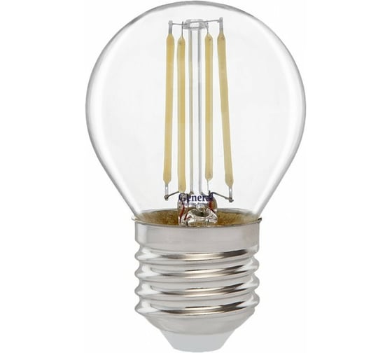 Светодиодная лампа General Lighting Systems Филамент прозрачный E27 12Вт 230В 950Лм 6500К Холодный белый свет Шар GLDEN-G45S-12-230-E27-6500 661013 1