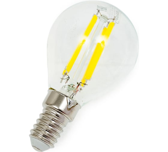 Светодиодная лампа General Lighting Systems Филамент прозрачный E14 12Вт 230В 950Лм 6500К Холодный белый свет Шар GLDEN-G45S-12-230-E14-6500 661011