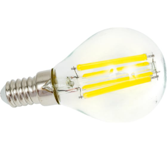 Светодиодная лампа General Lighting Systems Филамент прозрачный E14 12Вт 230В 950Лм 6500К Холодный белый свет Шар GLDEN-G45S-12-230-E14-6500 661011