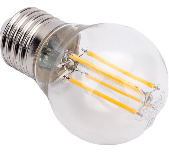 Светодиодная лампа General Lighting Systems Филамент прозрачный E27 10Вт 230В 910Лм 2700К Теплый белый свет Шар GLDEN-G45S-12-230-E27-2700 661012