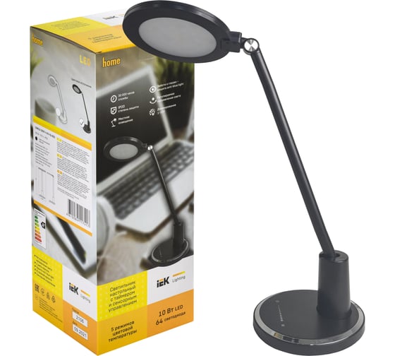 Настольный светильник IEK LED 2019 10Вт, диммер, черный LDNL0-2019-1-VV-10-K02