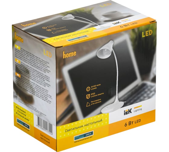Настольный светильник IEK LED 2024 6Вт, белый LDNL0-2024-1-VV-06-K01