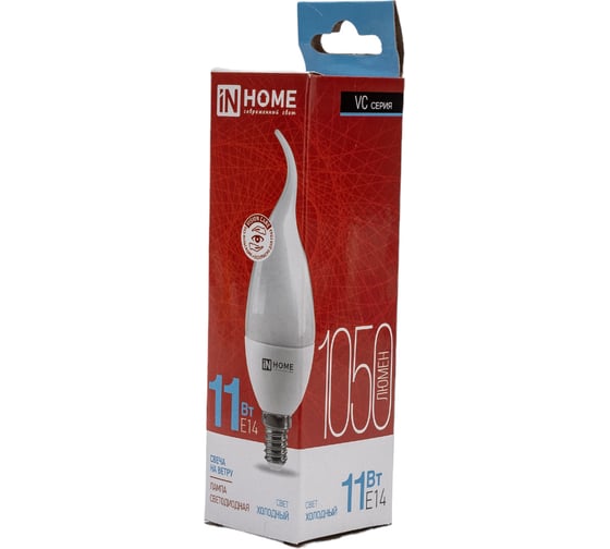 Светодиодная лампа IN HOME LED-СВЕЧА НА ВЕТРУ-VC 11Вт 230В Е14 6500К 1050Лм 4690612030494