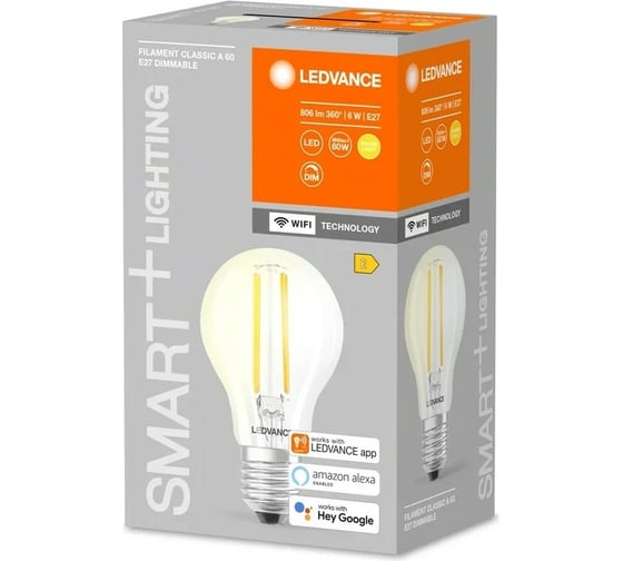 Умная WiFi лампа LEDVANCE SMART+ Filament Classic Dimmable 60 5,5W E27 4058075528239