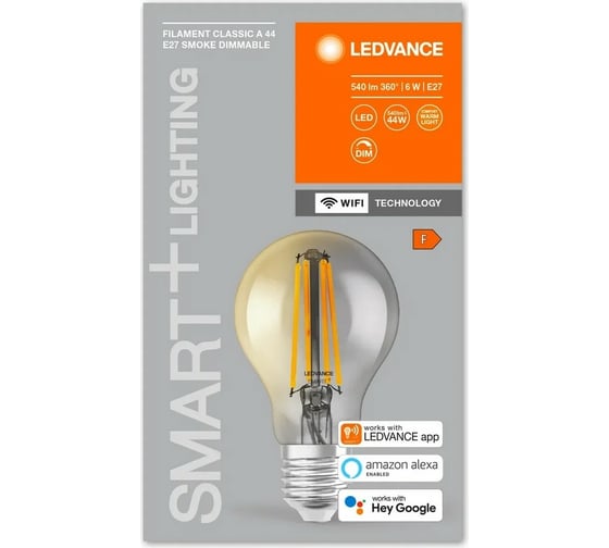 Умная WiFi лампа LEDVANCE SMARTWF A44D 6W/825 230V FILSM E27 4X1 LEDV 4058075609815