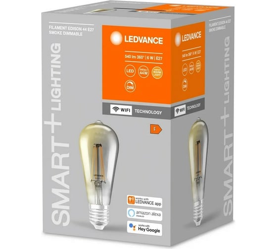 Умная WiFi лампа LEDVANCE SMARTWF E44D 6W/825 230V FILSM E27 4X1 LEDV 4058075609839